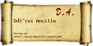 Décsi Ancilla névjegykártya